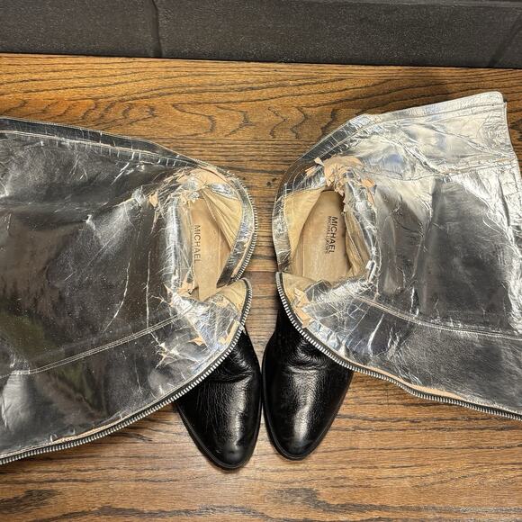 Michael Kors Carney Black Studded Leather Knee High Riding Boots Women’s 9 - Picture 6 of 8